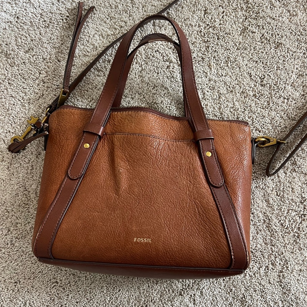 Fossil Tan Leather Shoulder Bag